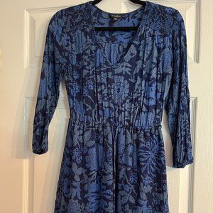 Women's Lucky Brand Blue 3/4 Sleeve, Knee Length Dress (XS)